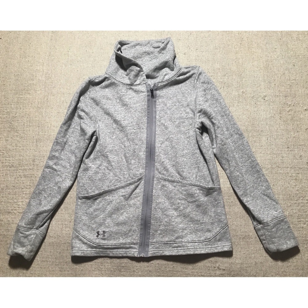 Under Armour Women's Sweater M Medium Gray Shawl Full Zip Fleece‎ Warm #2479